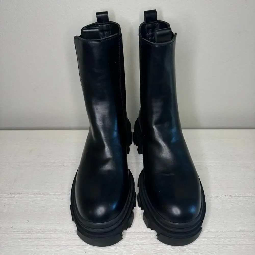 DREAM PAIRS Block Chelsea Platform Ankle Booties Black Womens Boots Size 9 - Picture 3 of 9